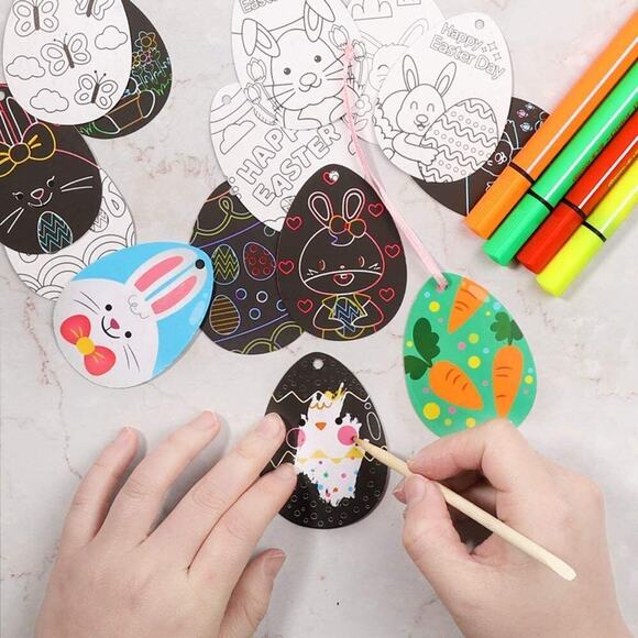 Easter Scratch Paper Art for Kids - 60 Pcs Magic Rainbow Scratch Paper Black Scr - Picture 5 of 10
